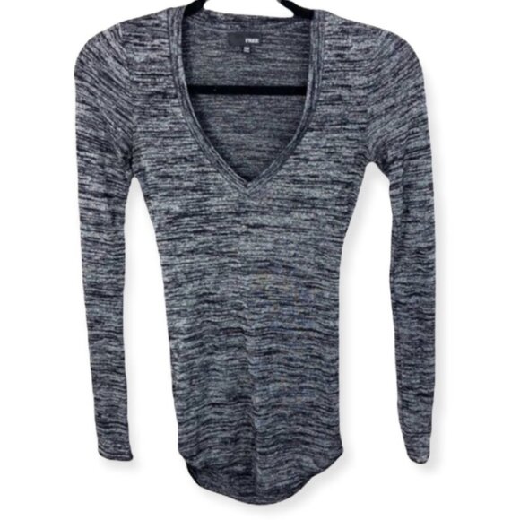 Aritzia Wilfred Luma Long Sleeve Open Back Size XXS Heathered Grey Top T-Shirt - Picture 2 of 6